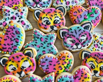 Rainbow Cheetah Birthday Cookies: 1 Dozen Assorted