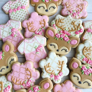 Deer Baby Shower Cookies, Woodland Baby Shower image 1