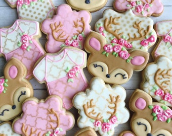 Deer Baby Shower Cookies: Woodland Theme, Set of 12
