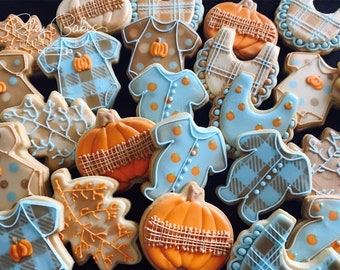 Little Pumpkin Baby Shower Cookies: One Dozen Assorted Favors