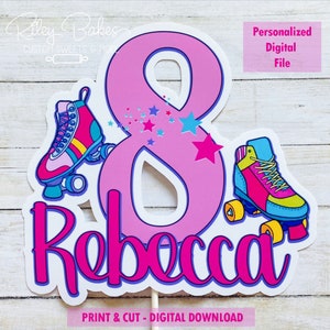 Roller Skates Cake Topper - Digital Download - Personalized