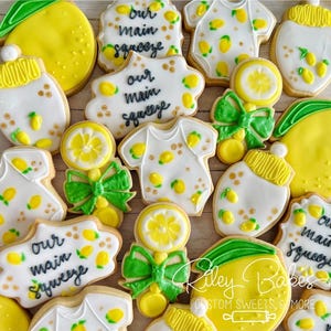 Lemon Baby Shower Cookies, Main Squeeze Theme