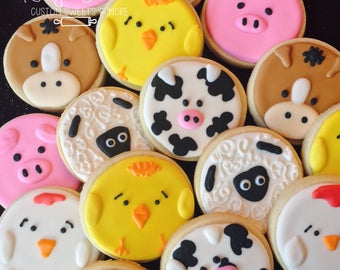 Animal Cookies, Barn animals party, farm animal favors, farm cookies