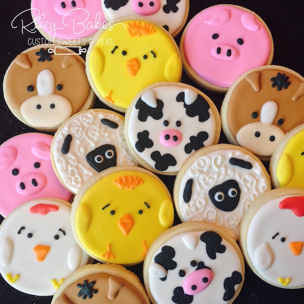 Animal Cookies, Barn animals party, farm animal favors, farm cookies