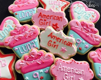 American Girl Cookies, American girl favors, American Girl Birthday