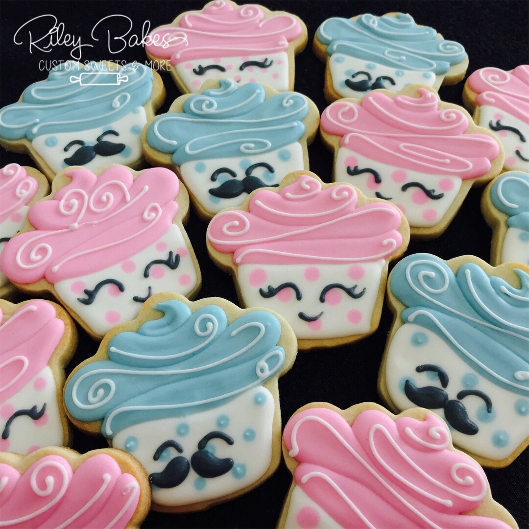 Cupcake or Stud Muffin Gender Reveal Cookies, Cupcake or Stud Muffin
