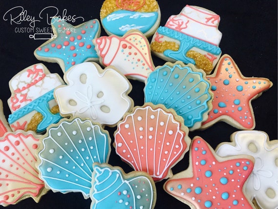 Beach Cookies, beach theme Party, beach theme Birthday Party Favors, beach theme Cake Il_570xn
