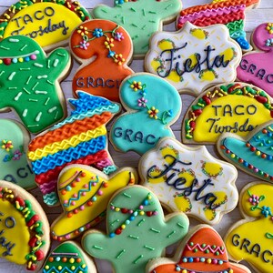 Fiesta Theme Cookies: Taco Bout Two Birthday, 1 Dozen