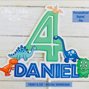 Dinosaur Cake Topper - Digital Download - Personalized