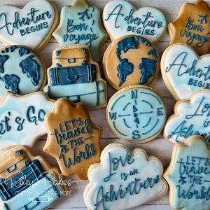 Adventure Theme Cookies: Travel Decorated Sugar Cookies, 1 Dozen