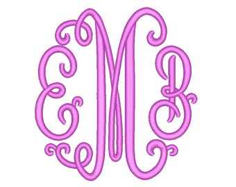 SALE!! Curlz Monogram Font Machine Embroidery Monogram Alphabet Designs 7 Size Bx Embroidery Fonts - INSTANT DOWNLOAD