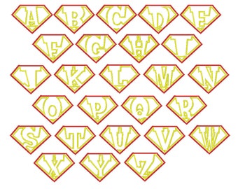 Full Alphabet Superman Font Appliqué Embroidery Font Machine Embroidery Monogram Font Designs 7 Size Embroidery Fonts - INSTANT DOWNLOAD