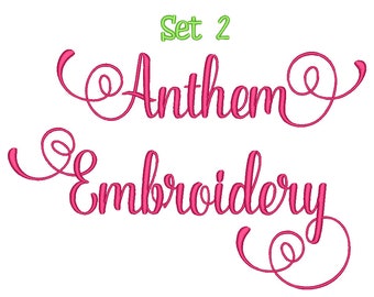 SALE!! Anthem Script Embroidery Font Set 2 Machine Embroidery Monogram Font Designs 5 Size Bx Embroidery Fonts - INSTANT DOWNLOAD