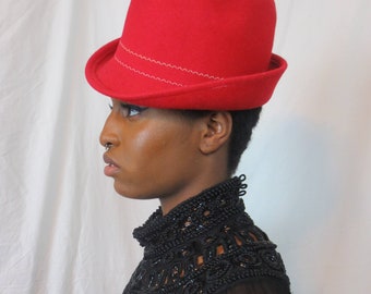 Experience 80s Elegance: Red Hot PINK Fedora hat from TheStyleMinr.com