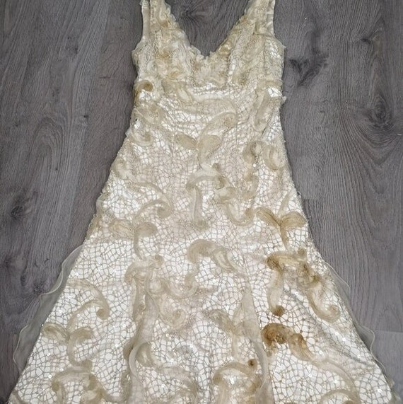 00s vintage crochet lace embroidered wedding dress