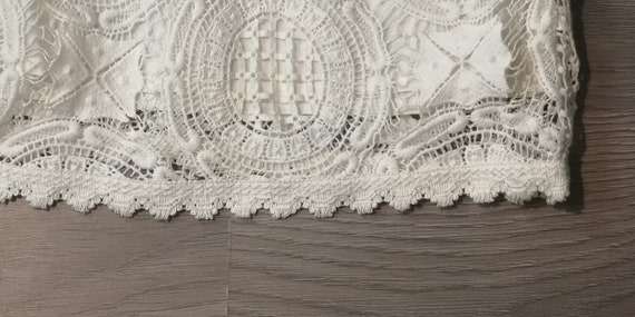 Boho Guipure Crochet Lace Mini Dress - 60s Vintag… - image 9