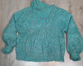 80s vintage asymmetrical oversized cable knit sweater