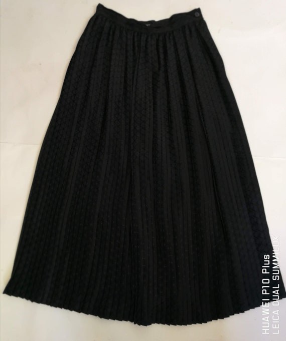 Chic 80s Vintage Esprit Black Maxi Skirt, Sunburst Pleat Detail, Stylish Point D'esprit Collectible, Fashionista Gift