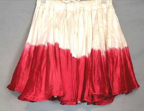 Y2K Vintage Red White Ombre Silk Skirt -Pleated &… - image 2