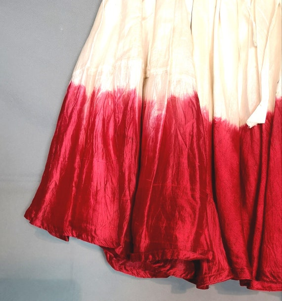 Y2K Vintage Red White Ombre Silk Skirt -Pleated &… - image 3