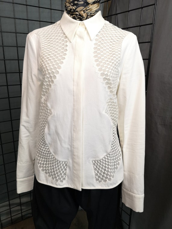 20s Stella McCartney NWOT embroidered broderie anglaise white button down shirt