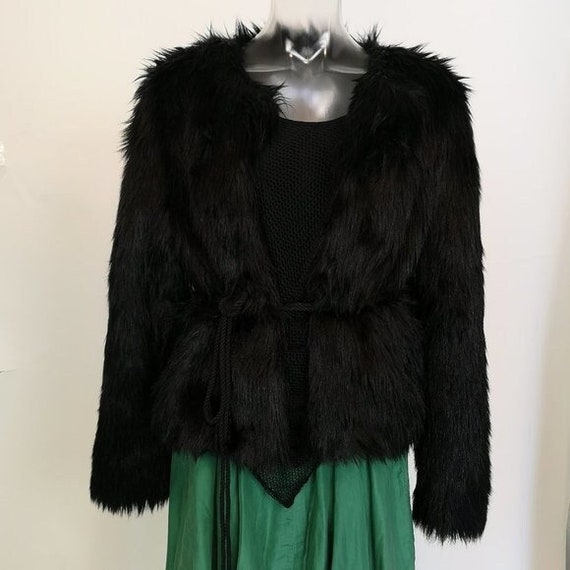 Y2K BLACK Faux Fur Penny Lane Jacket | TheStyleMinr.com Vintage Collection