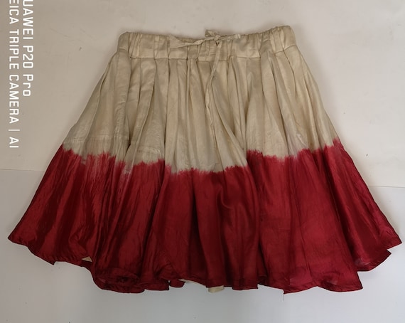 Y2K Vintage Red White Ombre Silk Skirt -Pleated &… - image 7