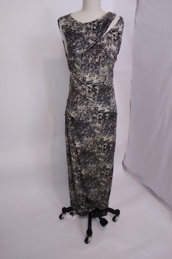 00s VTG fine gage jersey gown printed with cutouts