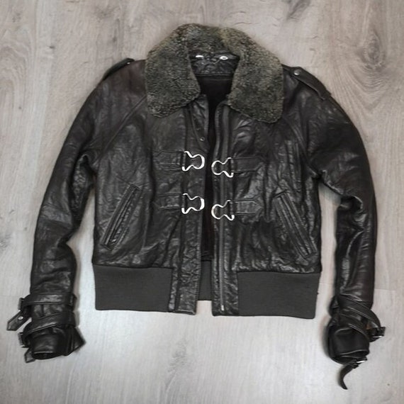 EXCLUSIVE Y2K Yigal Azrouel Cropped Leather Aviator Bomber Jacket with Shearling Sherpa collar | TheStyleMinr.com