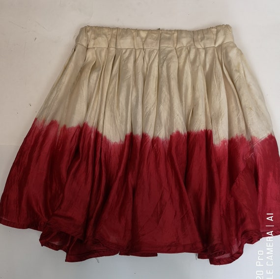 Y2K Vintage Red White Ombre Silk Skirt -Pleated &… - image 5