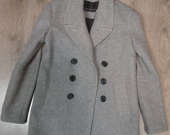 00s Vintage Yigal Azrouel Lt Grey double faced wool classic gender neutral pea coat
