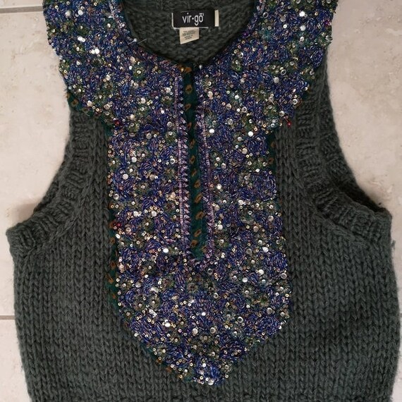 NEO-VINTAGE upcycled J.Crew beaded knit sweater vest - TheStyleMinr.com Vintage