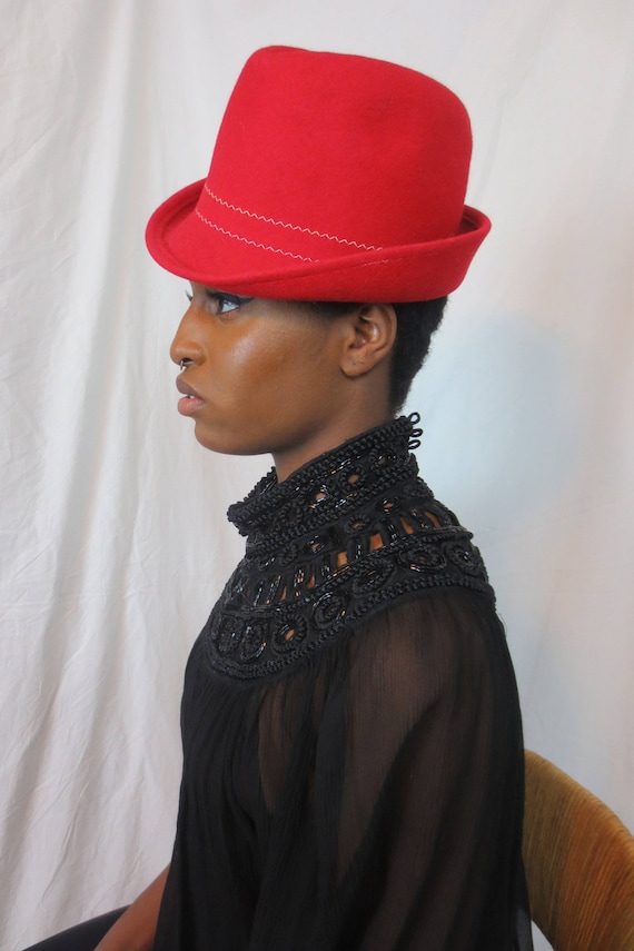 Experience 80s Elegance: Red Hot PINK Fedora hat from TheStyleMinr.com
