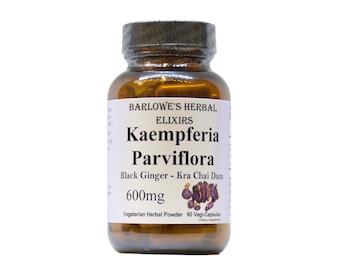 Kaempferia Parviflora | Black Ginger | 600 mg Per Capsule| 60 Vegi-Capsules | Stearate Free | Non-GMO | Glass Bottle