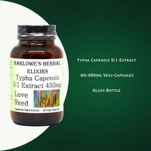 Typha Capensis Love Reed 5:1 Extract, Vegi-Caps, Stearate Free, Glass Bottle Highest Quality & Potency. BarlowesHerbalElixirs image 3