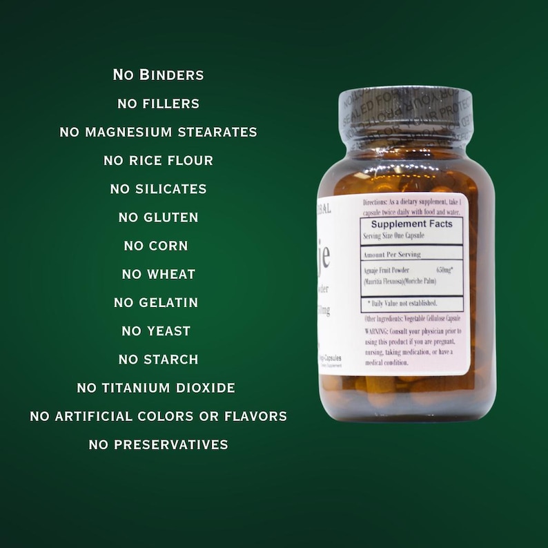 Puede incluir: Una botella marr&oacute;n con una etiqueta blanca que dice "Supplement Facts" y enumera los ingredientes. La botella est&aacute; etiquetada como "Botanical" y tiene una lista de ingredientes que no est&aacute;n incluidos en el producto, como aglutinantes, rellenos, estearatos de magnesio, harina de arroz, silicatos, gluten, ma&iacute;z, trigo, gelatina, levadura, almid&oacute;n, di&oacute;xido de titanio, colorantes o sabores artificiales y conservantes.