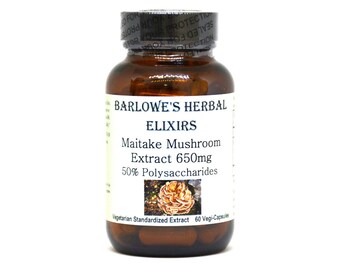 Maitake Mushroom Extract | 50% Polysaccharides | 650mg | 60 Veggie Capsules | Glass Bottles | Stearate Free