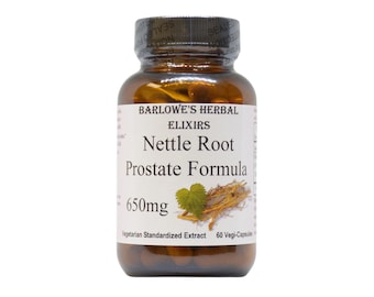 Nettle Root Prostate Formula, Vegi-Caps, Stearate Free, Glass Bottle! Highest Quality & Potency. BarlowesHerbalElixirs