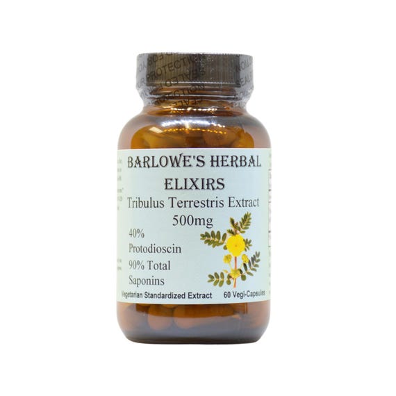 Tribulus Terrestris (40% Protodioscin) ,60 Vegi-Caps, Stearate Free, Glass Bottle! Highest Quality & Potency. BarlowesHerbalElixirs