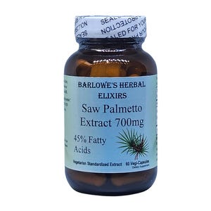 Saw Palmetto Extract 45% Fatty Acids, Vegi-Caps, Stearate Free, Glass Bottle! Highest Quality & Potency. BarlowesHerbalElixirs