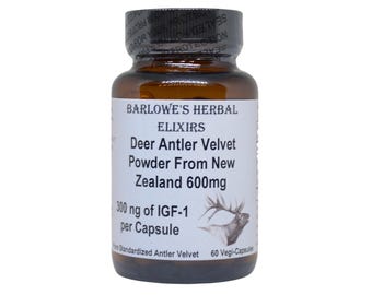 Deer Antler Velvet Powder - Standardized from New Zealand - Stearate Free, Bottled in Glass!