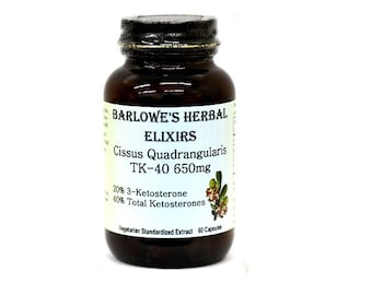 CISSUS QUADRANGULARIS TK-40 Extract For Joints, Vegi-Caps, Stearate Free, Glass Bottle! Highest Quality & Potency. BarlowesHerbalElixirs