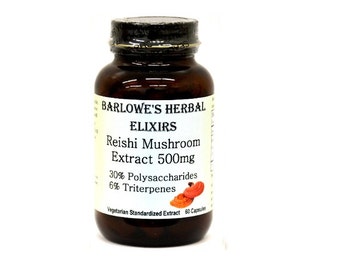 Reishi Extract with Triterpenes, Vegi-Caps, Stearate Free, Glass Bottle! Highest Quality & Potency. BarlowesHerbalElixirs