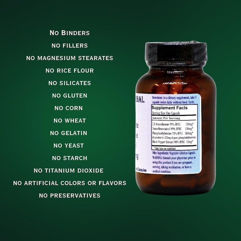 7,8 Benzoflavone Complex | Testosterone Booster | Anti - Aromatase | Anti-Cortisol | Stearate Free | Glass Bottle bild 4