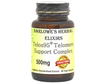 Telos 95® | Telomere Support Complex | 500mg | 60 Vegetarian Capsules | Stearate Free | Glass Bottles