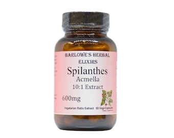 Spilanthes Acmella 10:1 Extract, Vegi-Caps, Stearate Free, Glass Bottle! Highest Quality & Potency. BarlowesHerbalElixirs