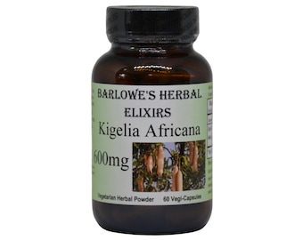 Kigelia Africana  | 600mg | 60 Veggie Capsules | Glass Bottle | No Stearates