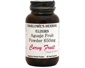 Aguaje "Curvy Fruit" Powder.  Vegi-Caps, Stearate Free, Glass Bottle! Highest Quality & Potency. BarlowesHerbalElixirs