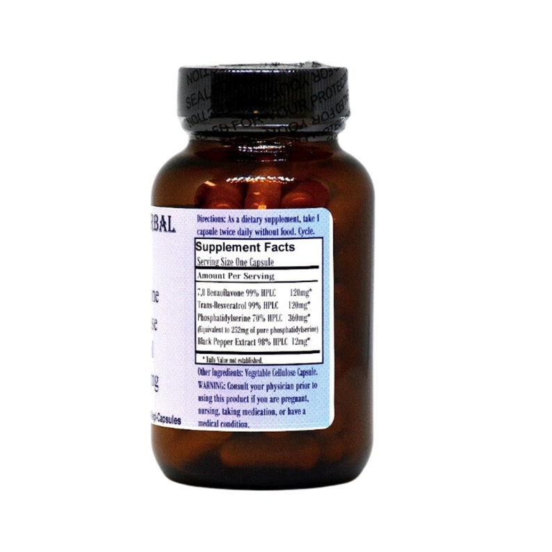 7,8 Benzoflavone Complex | Testosterone Booster | Anti - Aromatase | Anti-Cortisol | Stearate Free | Glass Bottle bild 2