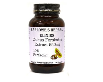 Coleus Forskohlii Extract (10%), Vegi-Caps, Stearate Free, Glass Bottle! Highest Quality & Potency. BarlowesHerbalElixirs